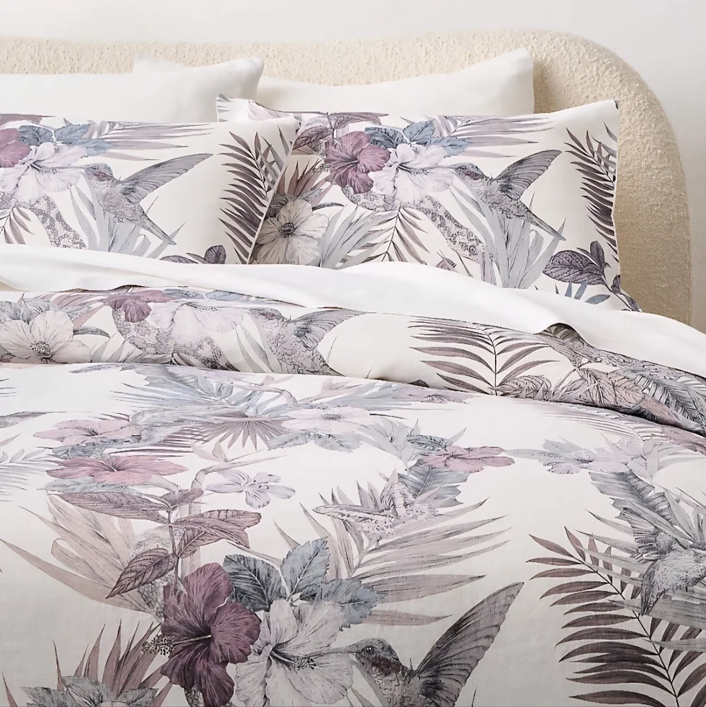 ❤️BUY 2 GET 1 FREE  Eden Off White & Smoked Mauve Linen King & Standard Set